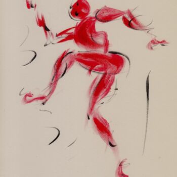 Dessin intitulée "homme-rouge-d-ibara…" par Henri Ibara, Œuvre d'art originale