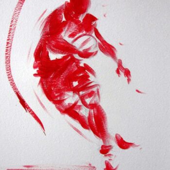 Dessin intitulée "Rugby B" par Henri Ibara, Œuvre d'art originale, Gouache