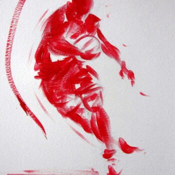 Drawing titled "Rugby B" by Henri Ibara, Original Artwork, Gouache