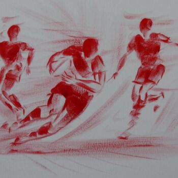 Drawing titled "Rugby A" by Henri Ibara, Original Artwork, Gouache