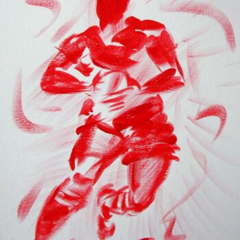 Dessin intitulée "Rugby N°1" par Henri Ibara, Œuvre d'art originale, Gouache