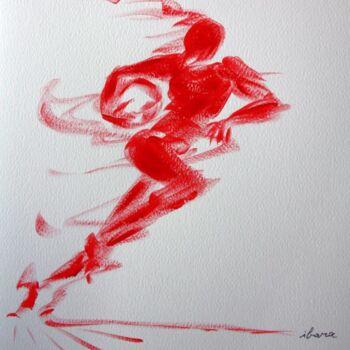Zeichnungen mit dem Titel "Rugby N°5" von Henri Ibara, Original-Kunstwerk, Gouache