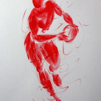 Dessin intitulée "Rugby N°6" par Henri Ibara, Œuvre d'art originale, Gouache