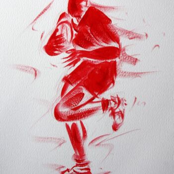 Dessin intitulée "Rugby N°7" par Henri Ibara, Œuvre d'art originale, Gouache