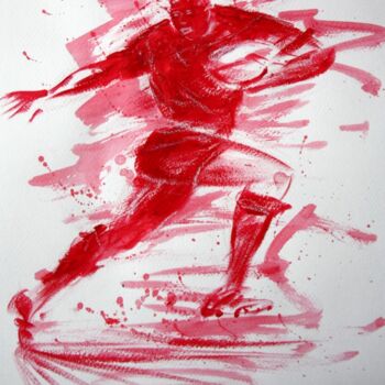 Dessin intitulée "Rugby N°13" par Henri Ibara, Œuvre d'art originale, Encre