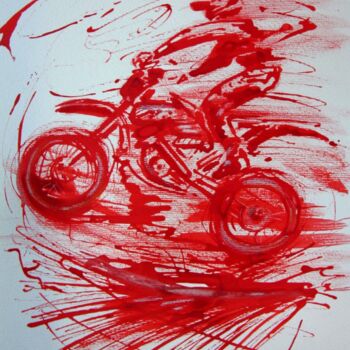 Painting titled "moto-cross-n-1-dess…" by Henri Ibara, Original Artwork, Ink