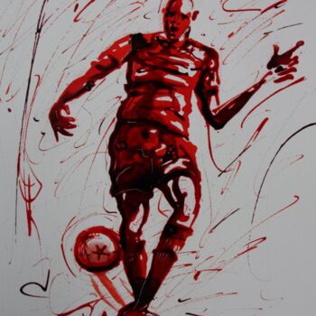 Desenho intitulada "football-n-45-dessi…" por Henri Ibara, Obras de arte originais, Tinta