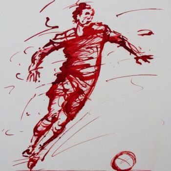 Dessin intitulée "football-n-50-dessi…" par Henri Ibara, Œuvre d'art originale, Encre