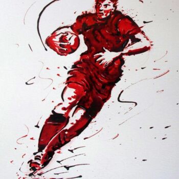 제목이 "Rugby N°21"인 그림 Henri Ibara로, 원작, 잉크
