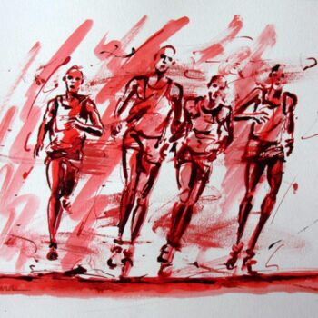 Drawing titled "marathon-dessin-enc…" by Henri Ibara, Original Artwork, Ink