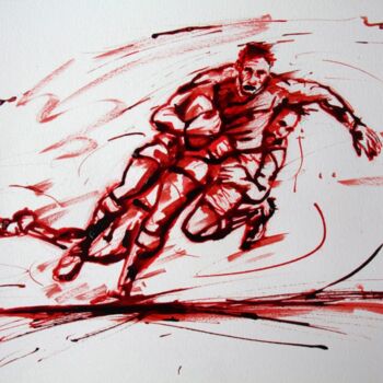 Disegno intitolato "Rugby N°24" da Henri Ibara, Opera d'arte originale, Inchiostro