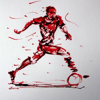 Dessin intitulée "football-n-52-dessi…" par Henri Ibara, Œuvre d'art originale, Encre