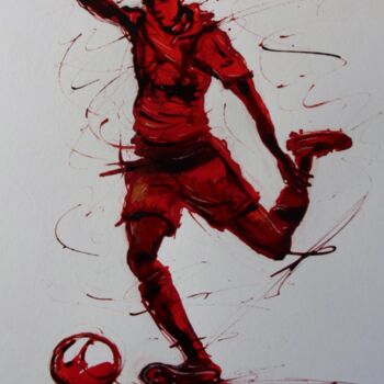 Disegno intitolato "football-n-58-dessi…" da Henri Ibara, Opera d'arte originale, Inchiostro
