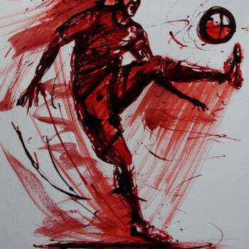 Disegno intitolato "football-n-60-dessi…" da Henri Ibara, Opera d'arte originale, Inchiostro