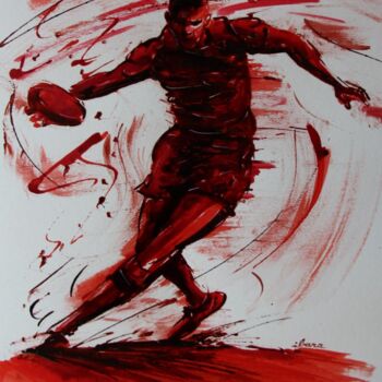 Dessin intitulée "Rugby N°26" par Henri Ibara, Œuvre d'art originale, Encre