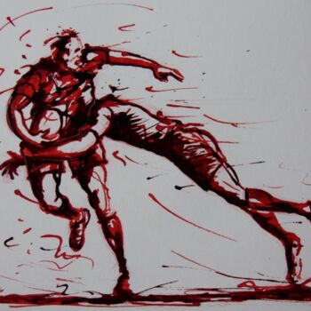 Drawing titled "rugby-n-29-dessin-d…" by Henri Ibara, Original Artwork, Ink