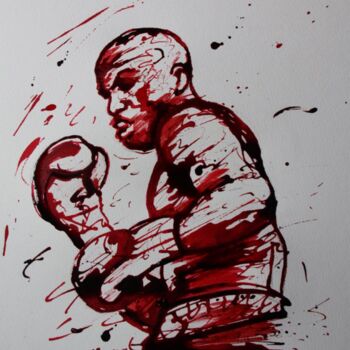 Desenho intitulada "boxe-n-1-dessin-d-i…" por Henri Ibara, Obras de arte originais, Tinta