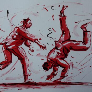 Dessin intitulée "judo-n-4-dessin-d-i…" par Henri Ibara, Œuvre d'art originale, Encre