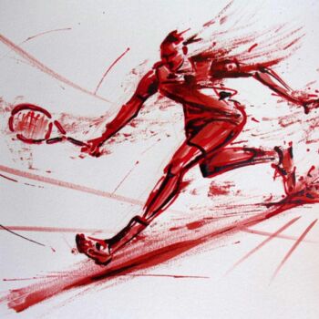 Рисунок под названием "tennis-n-11-dessin-…" - Henri Ibara, Подлинное произведение искусства, Чернила