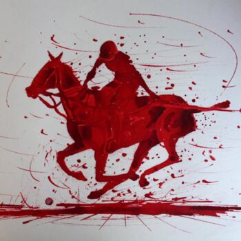 Drawing titled "joueur-de-polo-a-ch…" by Henri Ibara, Original Artwork, Ink