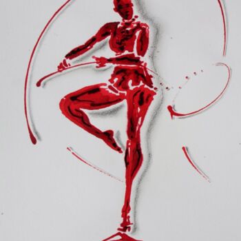 Disegno intitolato "danse-rythmique-des…" da Henri Ibara, Opera d'arte originale, Inchiostro