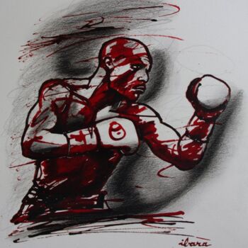 Dibujo titulada "boxe-n-6-dessin-d-i…" por Henri Ibara, Obra de arte original, Tinta