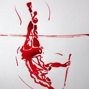 Drawing titled "saut-a-la-perche-ho…" by Henri Ibara, Original Artwork, Ink