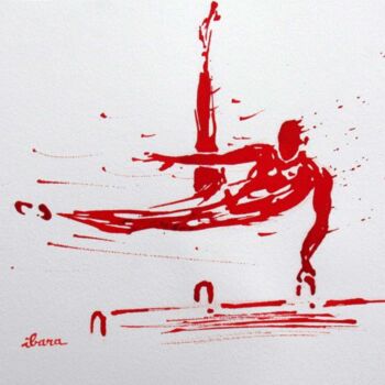Dibujo titulada "Cheval d'arçon" por Henri Ibara, Obra de arte original, Tinta