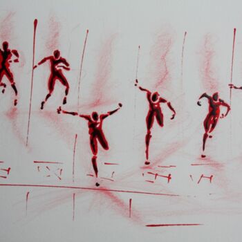 "arrivee-100m-n-6-de…" başlıklı Resim Henri Ibara tarafından, Orijinal sanat, Mürekkep