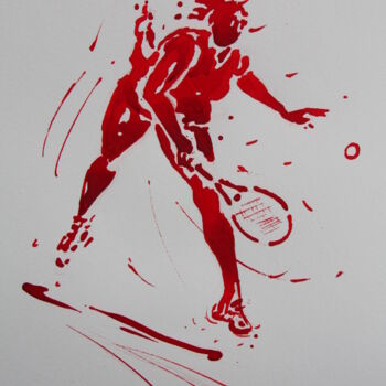 Dessin intitulée "tennis-dame-n-13-de…" par Henri Ibara, Œuvre d'art originale, Encre