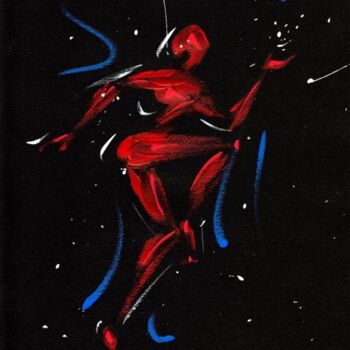 Painting titled "homme-rouge-par-iba…" by Henri Ibara, Original Artwork, Acrylic