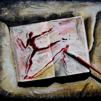 Painting titled "livre-objet-n-4-ecr…" by Henri Ibara, Original Artwork, Acrylic