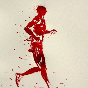 「50kms-marche-dessin…」というタイトルの描画 Henri Ibaraによって, オリジナルのアートワーク, インク