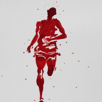 Disegno intitolato "coureur-de-marathon…" da Henri Ibara, Opera d'arte originale, Inchiostro