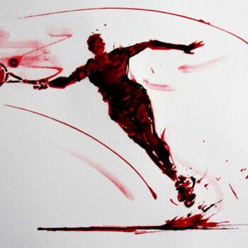 「tennis-n-21-dessin-…」というタイトルの描画 Henri Ibaraによって, オリジナルのアートワーク, インク