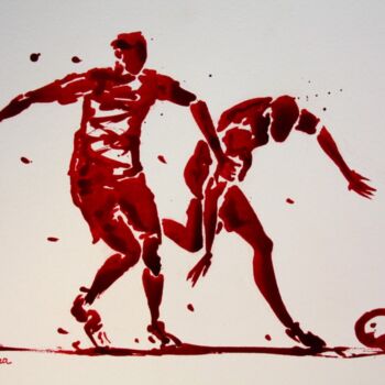 Dessin intitulée "football-n-83-dessi…" par Henri Ibara, Œuvre d'art originale, Encre