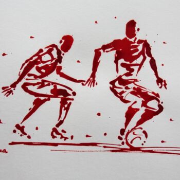 Dessin intitulée "Football N°85" par Henri Ibara, Œuvre d'art originale, Encre