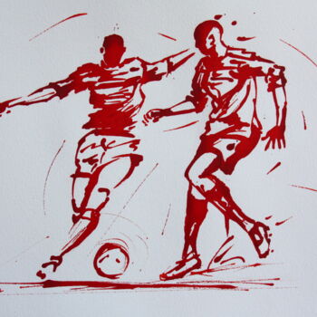 Dessin intitulée "Football N°87" par Henri Ibara, Œuvre d'art originale, Encre