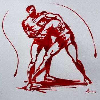 Dibujo titulada "lutte-n-4-dessin-en…" por Henri Ibara, Obra de arte original, Tinta