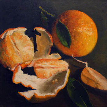Pintura intitulada "Les mandarines" por Henri Lequerré, Obras de arte originais, Óleo