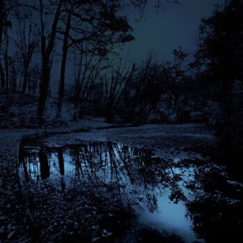 Photography titled "Miroir nocturne" by Henri Odabas, Original Artwork, Digital Photography Mounted on Aluminium