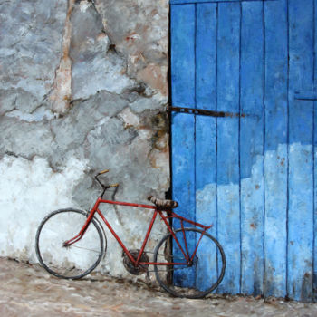 Peinture intitulée "La vieille bicyclet…" par Henri Remi, Œuvre d'art originale, Huile