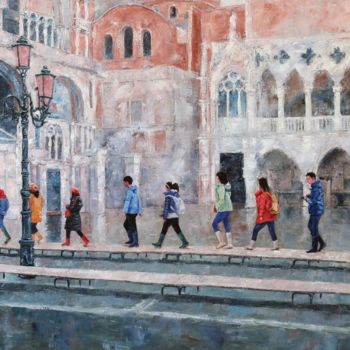 Картина под названием "Inondation à Venise" - Henri Remi, Подлинное произведение искусства, Масло