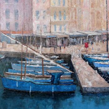 Malerei mit dem Titel "Le Port de St Tropez" von Henri Remi, Original-Kunstwerk, Öl