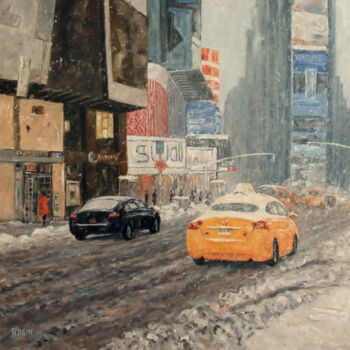 Painting titled "New-York sous la ne…" by Henri Remi, Original Artwork, Oil