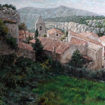 Peinture intitulée "Le vieux village de…" par Henri Remi, Œuvre d'art originale, Huile