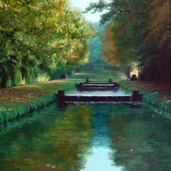 Peinture intitulée "Matin au parc du Ch…" par Henri Remi, Œuvre d'art originale, Huile