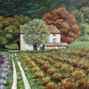 Malerei mit dem Titel "Mas de Provence" von Henri Remi, Original-Kunstwerk, Öl