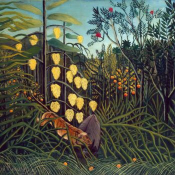 Pintura intitulada "Combat de tigre et…" por Henri Rousseau, Obras de arte originais, Óleo
