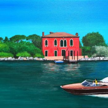 "Riva sulla Laguna" başlıklı Tablo Henri Sacchi tarafından, Orijinal sanat, Akrilik